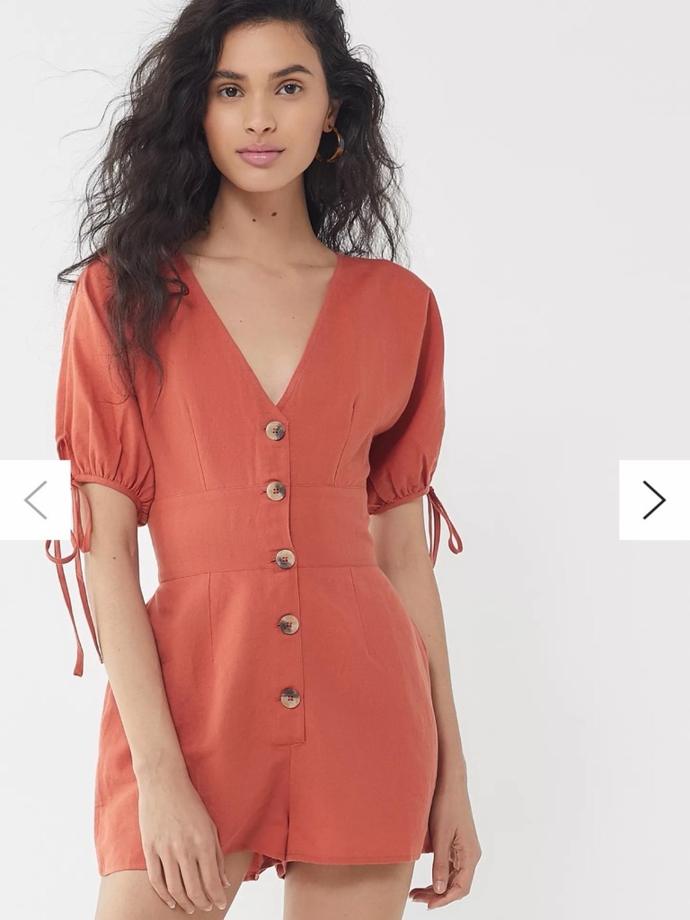 Urban Outfitters Rust Button-Front Mini Dress Romper